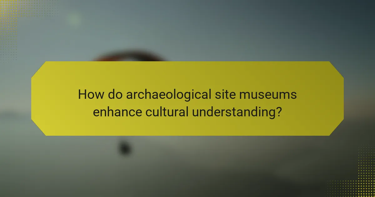 How do archaeological site museums enhance cultural understanding?
