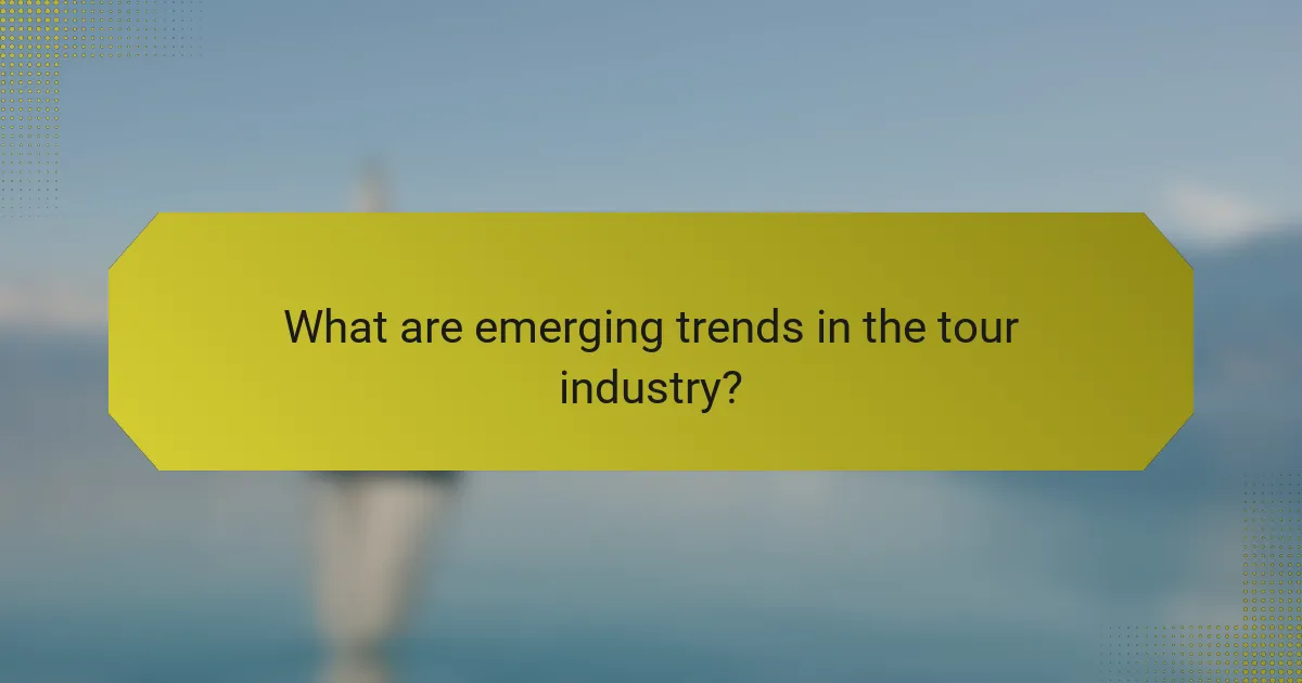 What are emerging trends in the tour industry?