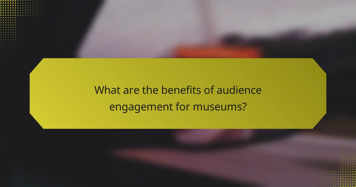 What are the benefits of audience engagement for museums?