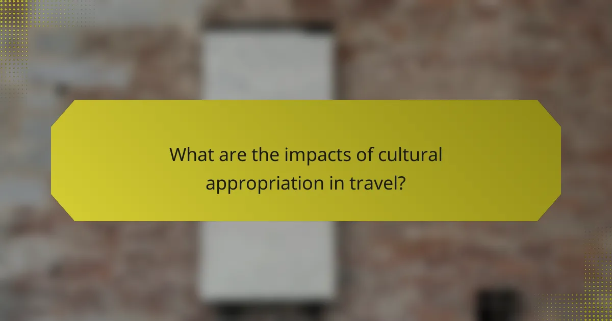 What are the impacts of cultural appropriation in travel?
