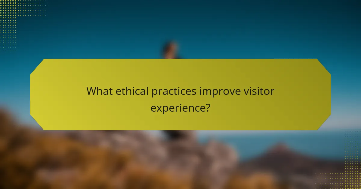 What ethical practices improve visitor experience?