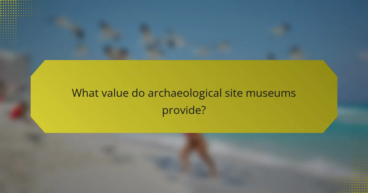 What value do archaeological site museums provide?